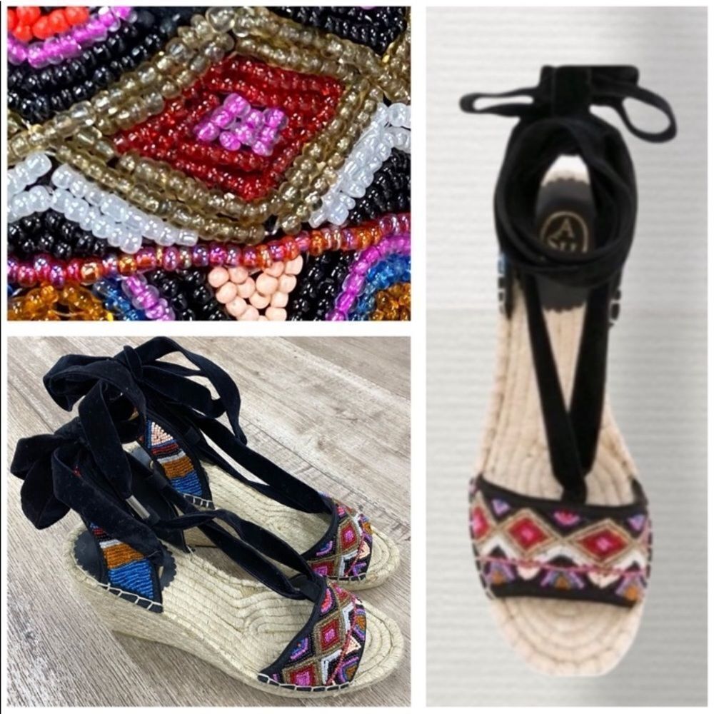 Ash Paola Platform Beaded Wedges